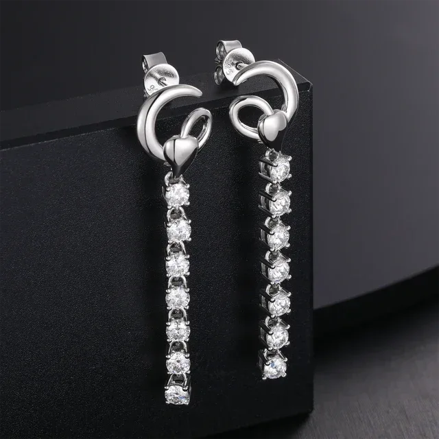 VVS Lab Solid Sterling Silver Arrow Cross Flooded Ice Earrings - CaratixJewelry